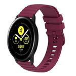 For Samsung Galaxy Watch Active 40mm 20mm Wavy Dotted Solid-Color Silicone Watch Band(Wine Red)