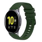 For Samsung Galaxy Watch Active2 40mm/44mm 20mm Wavy Dotted Solid-Color Silicone Watch Band(Army Green)