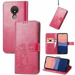 For Nokia C21 Four-leaf Clasp Embossed Buckle Leather Phone Case(Magenta)