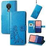 For Nokia C21 Four-leaf Clasp Embossed Buckle Leather Phone Case(Blue)