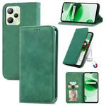 For Realme C35 Retro Skin Feel Magnetic Leather Phone Case(Green)