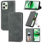 For Realme C35 Retro Skin Feel Magnetic Leather Phone Case(Gray)