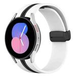 For Samsung Galaxy Watch 5 44mm Folding Magnetic Clasp Silicone Watch Band(White+Black)