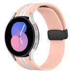 For Samsung Galaxy Watch 5 44mm Folding Magnetic Clasp Silicone Watch Band(Pink+White)
