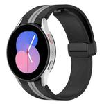 For Samsung Galaxy Watch 5 44mm Folding Magnetic Clasp Silicone Watch Band(Black+Grey)