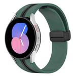 For Samsung Galaxy Watch 5 40mm Folding Magnetic Clasp Silicone Watch Band(Olive Green+Black)