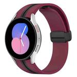 For Samsung Galaxy Watch 5 40mm Folding Magnetic Clasp Silicone Watch Band(Wine Red+Black)