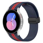 For Samsung Galaxy Watch 5 40mm Folding Magnetic Clasp Silicone Watch Band(Midnight Blue+Red)