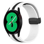 For Samsung Galaxy Watch 4 44mm Folding Magnetic Clasp Silicone Watch Band(White+Black)