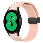 For Samsung Galaxy Watch 4 44mm Folding Magnetic Clasp Silicone Watch Band(Pink+White)