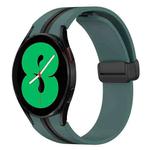 For Samsung Galaxy Watch 4 44mm Folding Magnetic Clasp Silicone Watch Band(Olive Green+Black)
