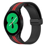 For Samsung Galaxy Watch 4 44mm Folding Magnetic Clasp Silicone Watch Band(Black+Red)