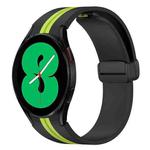 For Samsung Galaxy Watch 4 44mm Folding Magnetic Clasp Silicone Watch Band(Black+Lime Green)