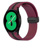 For Samsung Galaxy Watch 4 44mm Folding Magnetic Clasp Silicone Watch Band(Wine Red+Black)