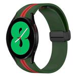 For Samsung Galaxy Watch 4 44mm Folding Magnetic Clasp Silicone Watch Band(Amy Green+Red)