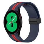 For Samsung Galaxy Watch 4 44mm Folding Magnetic Clasp Silicone Watch Band(Midnight Blue+Red)
