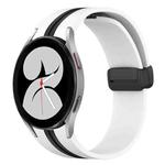 For Samsung Galaxy Watch 4 40mm Folding Magnetic Clasp Silicone Watch Band(White+Black)