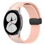For Samsung Galaxy Watch 4 40mm Folding Magnetic Clasp Silicone Watch Band(Pink+White)