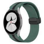 For Samsung Galaxy Watch 4 40mm Folding Magnetic Clasp Silicone Watch Band(Olive Green+Black)