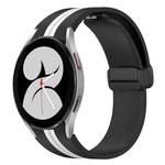 For Samsung Galaxy Watch 4 40mm Folding Magnetic Clasp Silicone Watch Band(Black+White)