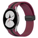 For Samsung Galaxy Watch 4 40mm Folding Magnetic Clasp Silicone Watch Band(Wine Red+Black)