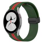 For Samsung Galaxy Watch 4 40mm Folding Magnetic Clasp Silicone Watch Band(Amy Green+Red)