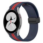 For Samsung Galaxy Watch 4 40mm Folding Magnetic Clasp Silicone Watch Band(Midnight Blue+Red)