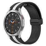 For Samsung Galaxy Watch 4 Classic 46mm Folding Magnetic Clasp Silicone Watch Band(Black+White)