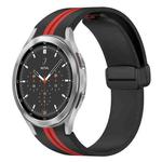 For Samsung Galaxy Watch 4 Classic 46mm Folding Magnetic Clasp Silicone Watch Band(Black+Red)