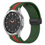 For Samsung Galaxy Watch 4 Classic 46mm Folding Magnetic Clasp Silicone Watch Band(Amy Green+Red)