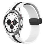 For Samsung Galaxy Watch 4 Classic 42mm Folding Magnetic Clasp Silicone Watch Band(White+Black)