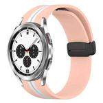 For Samsung Galaxy Watch 4 Classic 42mm Folding Magnetic Clasp Silicone Watch Band(Pink+White)