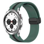 For Samsung Galaxy Watch 4 Classic 42mm Folding Magnetic Clasp Silicone Watch Band(Olive Green+Black)
