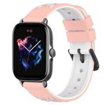 For Amazfit GTS 3 20mm Two-Color Porous Silicone Watch Band(Pink+White)