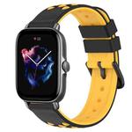 For Amazfit GTS 3 20mm Two-Color Porous Silicone Watch Band(Black+Yellow)