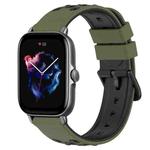For Amazfit GTS 3 20mm Two-Color Porous Silicone Watch Band(Army Green + Black)