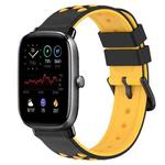 For Amazfit GTS 2 Mini 20mm Two-Color Porous Silicone Watch Band(Black+Yellow)