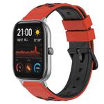 For Amazfit GTS 20mm Two-Color Porous Silicone Watch Band(Red+Black)