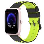 For Amazfit Pop Pro 20mm Two-Color Porous Silicone Watch Band(Black+Lime Green)