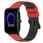 For Amazfit Pop 20mm Two-Color Porous Silicone Watch Band(Red+Black)