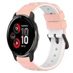 For Garmin Venu 2 Plus 20mm Two-Color Porous Silicone Watch Band(Pink+White)