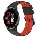 For Garmin Venu 2 Plus 20mm Two-Color Porous Silicone Watch Band(Black+Red)