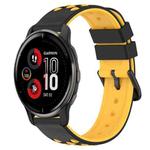 For Garmin Venu 2 Plus 20mm Two-Color Porous Silicone Watch Band(Black+Yellow)