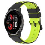 For Garmin Venu 2 Plus 20mm Two-Color Porous Silicone Watch Band(Black+Lime Green)