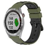 For Garmin Approach S40 20mm Two-Color Porous Silicone Watch Band(Army Green + Black)