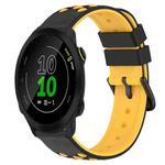 For Garmin Forerunner 158 20mm Two-Color Porous Silicone Watch Band(Black+Yellow)