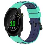 For Garmin Forerunner 158 20mm Two-Color Porous Silicone Watch Band(Lime Green+Blue)