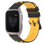 For Garmin Venu SQ 20mm Two-Color Porous Silicone Watch Band(Black+Yellow)