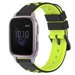For Garmin Venu SQ 20mm Two-Color Porous Silicone Watch Band(Black+Lime Green)