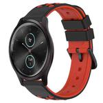 For Garmin Garminmove Style 20mm Two-Color Porous Silicone Watch Band(Black+Red)
